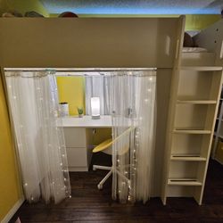 Make An Offer - Need Gone ASAP!   Twin Loft Bed With Desk And Drawers - All White IKEA SMASTAD