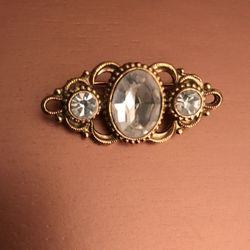 Gold Tone Rhinestones  Victorian  Style  Brooch 