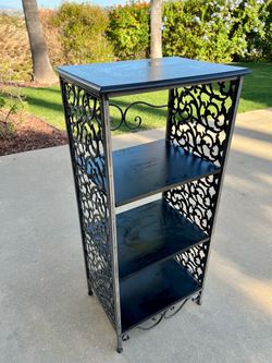 Black Metal Scrollwork 4-Tier Bookshelf