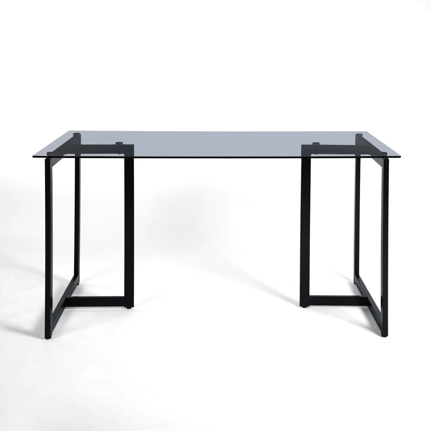 Homy Casa · Slip 51.2” Smoke Gray Glass Desk · Modern Tempered Glass Office Table