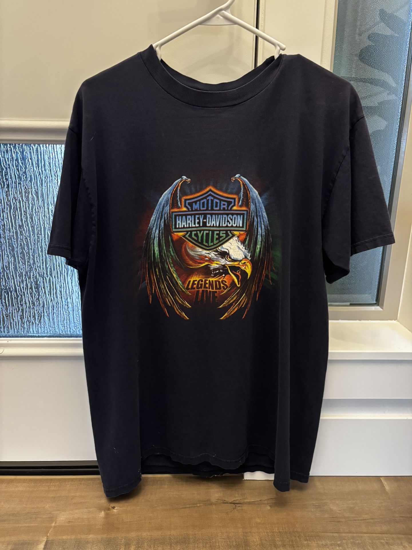 Harley Davidson Legends Life Flame Eagle Size Large T-shirt