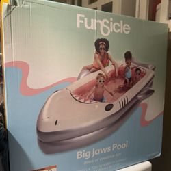 New In Box Shark Pool Inflatable Large 10 Foot 