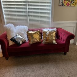Red Rhinestone Velvet Sofas Excellent Condition