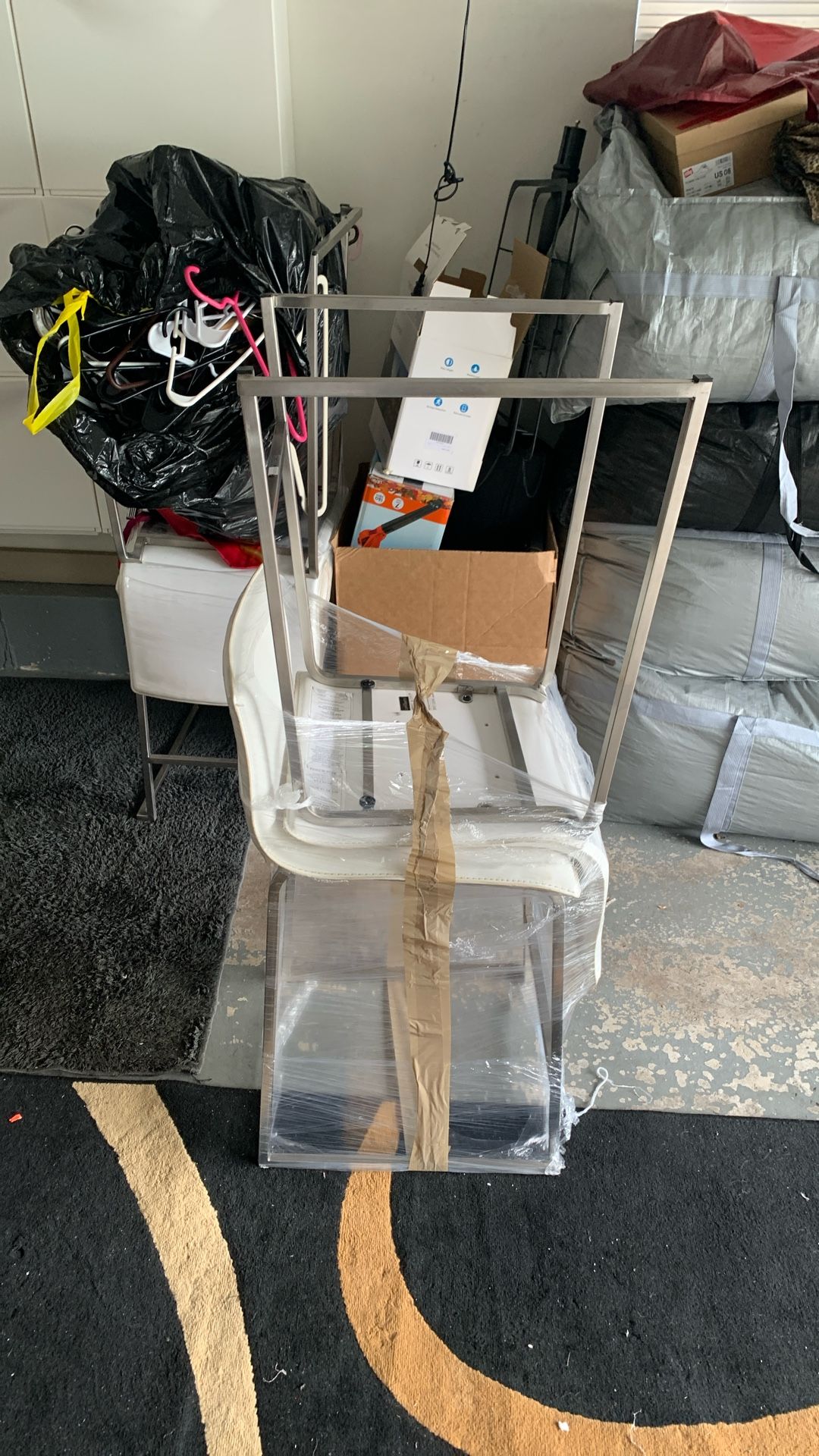 White Lether High Stool Chairs