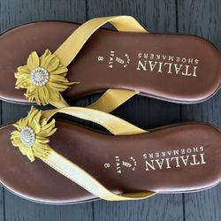 Women’s Yellow Leather Suede Slip Ons Size 8