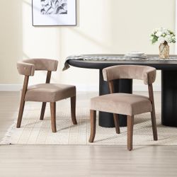 Armless Curved Back Dining Chairs Set of 2