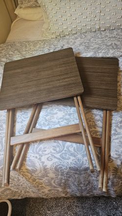 Artex Vintage Wooden TV Trays X2