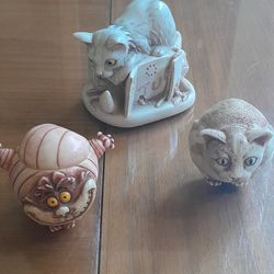 3 Harmony Kingdom Trinket Boxes, Cheshire Cat, Tony's Tabbies II and Roly Poly Cat
