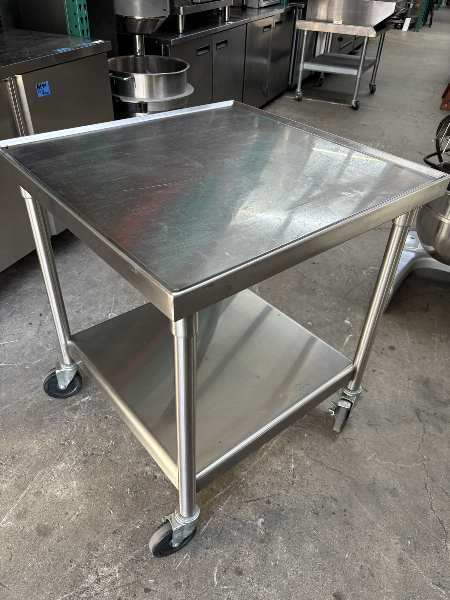 Heavy Duty All Stainless Steel 16 Ga Work Food Prep Table On Wheels 30”x30” Welded Under Shelf Great Condition