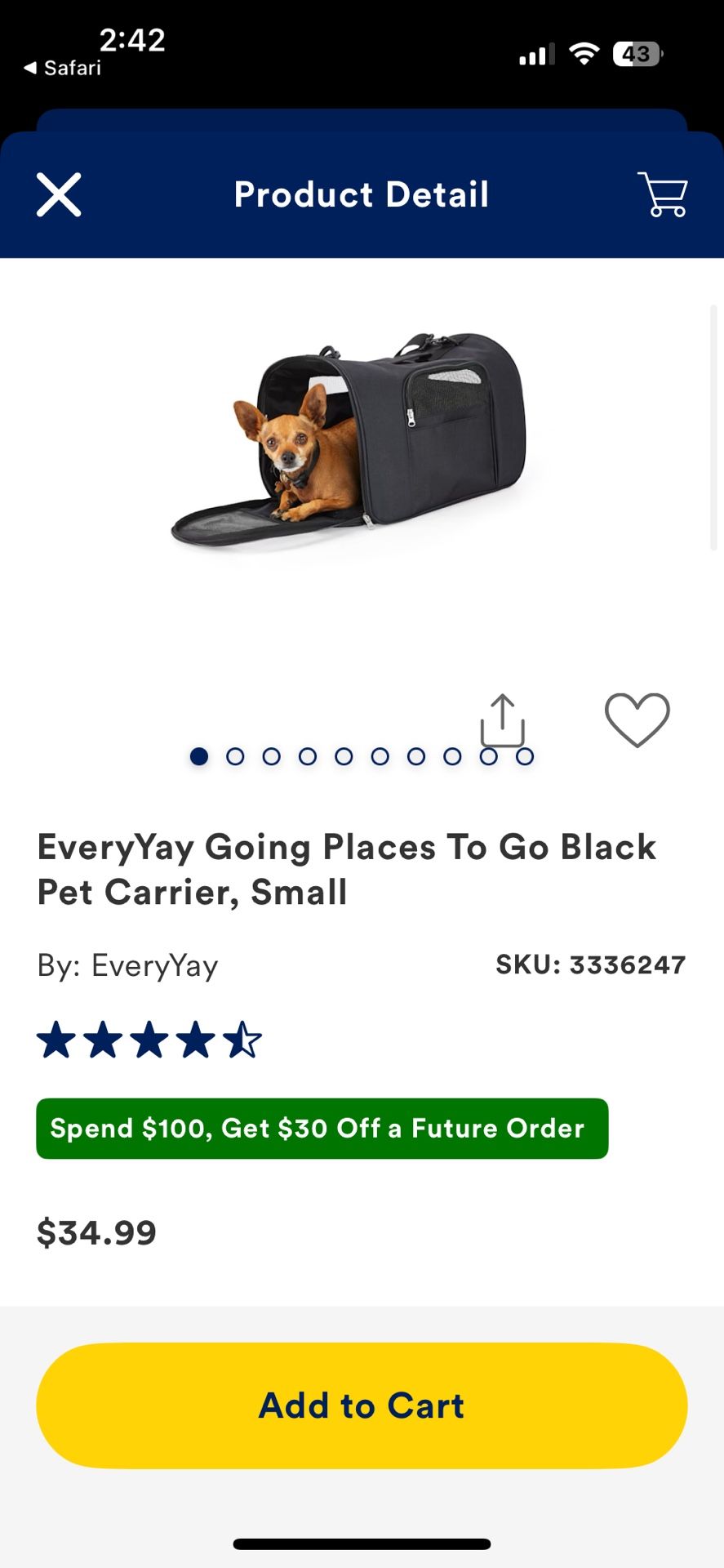 Pet Carrier - Used once! Like New!
