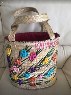 Beach Bag Tote Tiki Purse from Bahamas - 13”tall x 12”wide