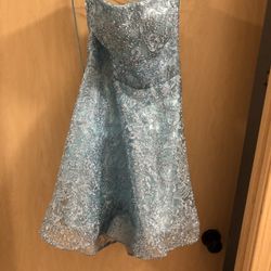 Light Blue/Silver Strappy Back Hoco Dress