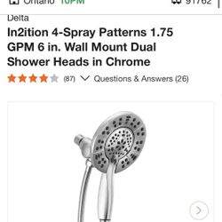 Delta 4-spray Pattern Shower Head, New