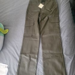 Olive Green Leather Pants