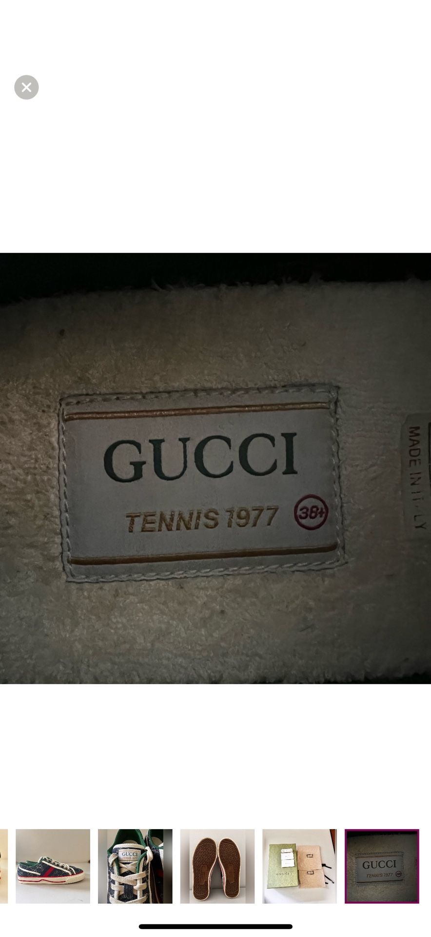  Gucci Tennis 1977 Denim GG Delave Monogram Blue Denim Sneakers 