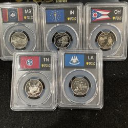 Full Set Of 2002 S Gem Proof State Quarters All Graded At PR69 Deep Cameo