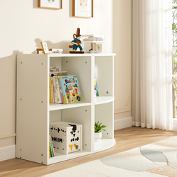 Homy Casa MANDI II 2PC Storage Shelf Set Straight & Corner 2-Tier Bookcase L-Shaped Modular Organizer