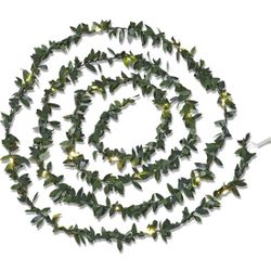 Green Laurel Leaf, String Lights battery operated (Set Of Two)