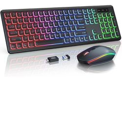 Trueque Wireless Keyboard and Mouse Combo, RGB Backlit