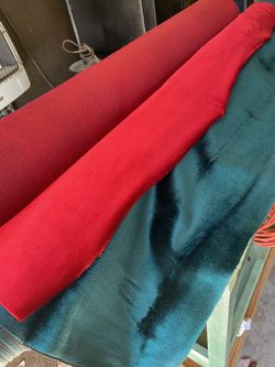 Red and Green Velvet Upholstery Material