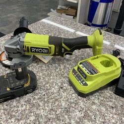 RYOBI ONE+ 18V Cordless 4-1/2 in. Angle Grinder With Battery And Charger 