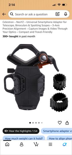 Nexus universal smartphone adapter for telescope binoculars & spotting scopes