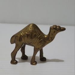 Vintage Solid brass camel figurine sculpture 2" x 2.5"
