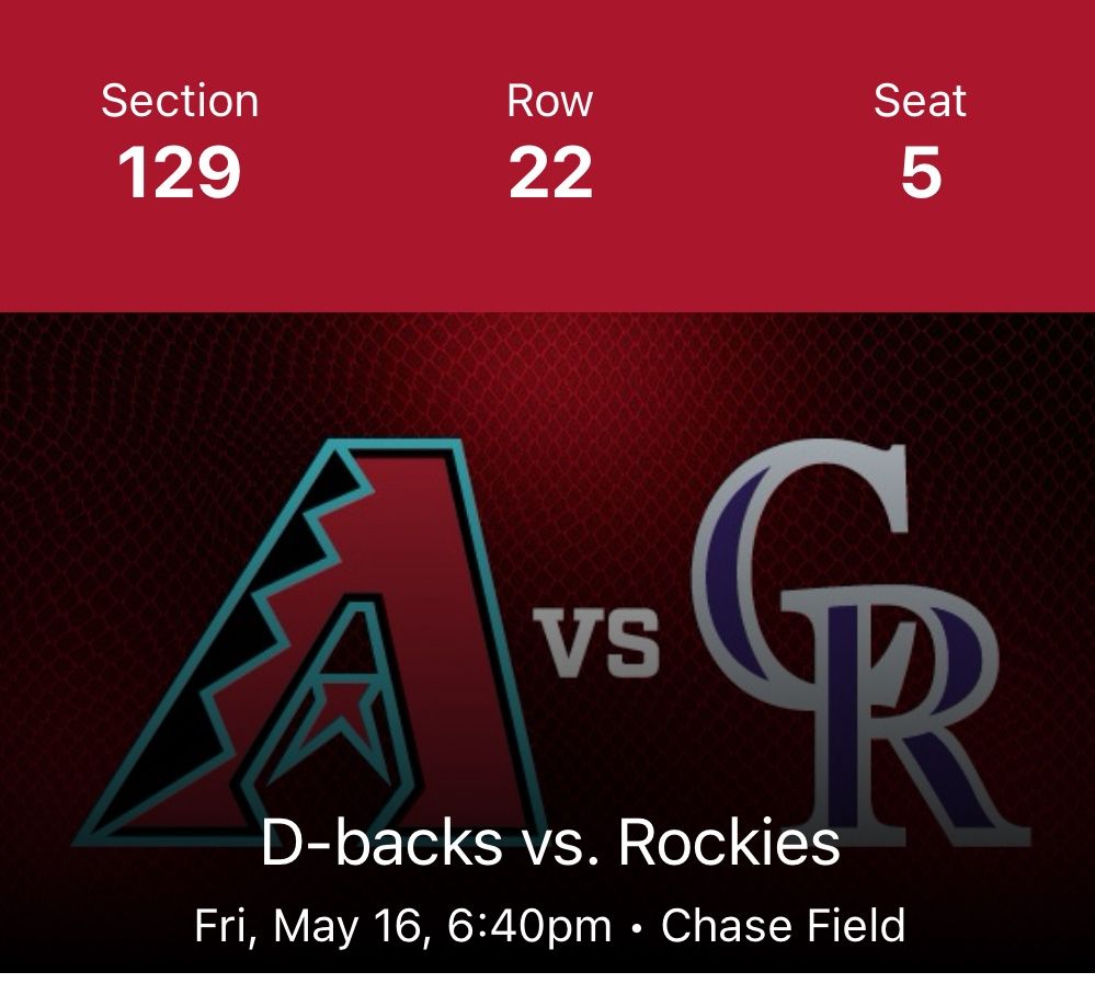4 Tickets Rockies Vs Diamondbacks