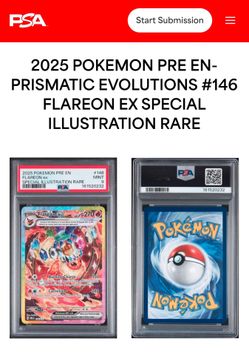 2025 POKEMON PRE EN-PRISMATIC EVOLUTIONS #146 FLAREON ex SPECIAL ILLUSTRATION RARE psa 9