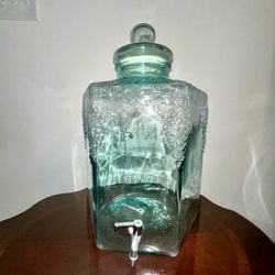 Vintage made in Italy green glass beverage dispenser