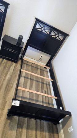 Dark Espresso Wood Double Twin Bedroom Set