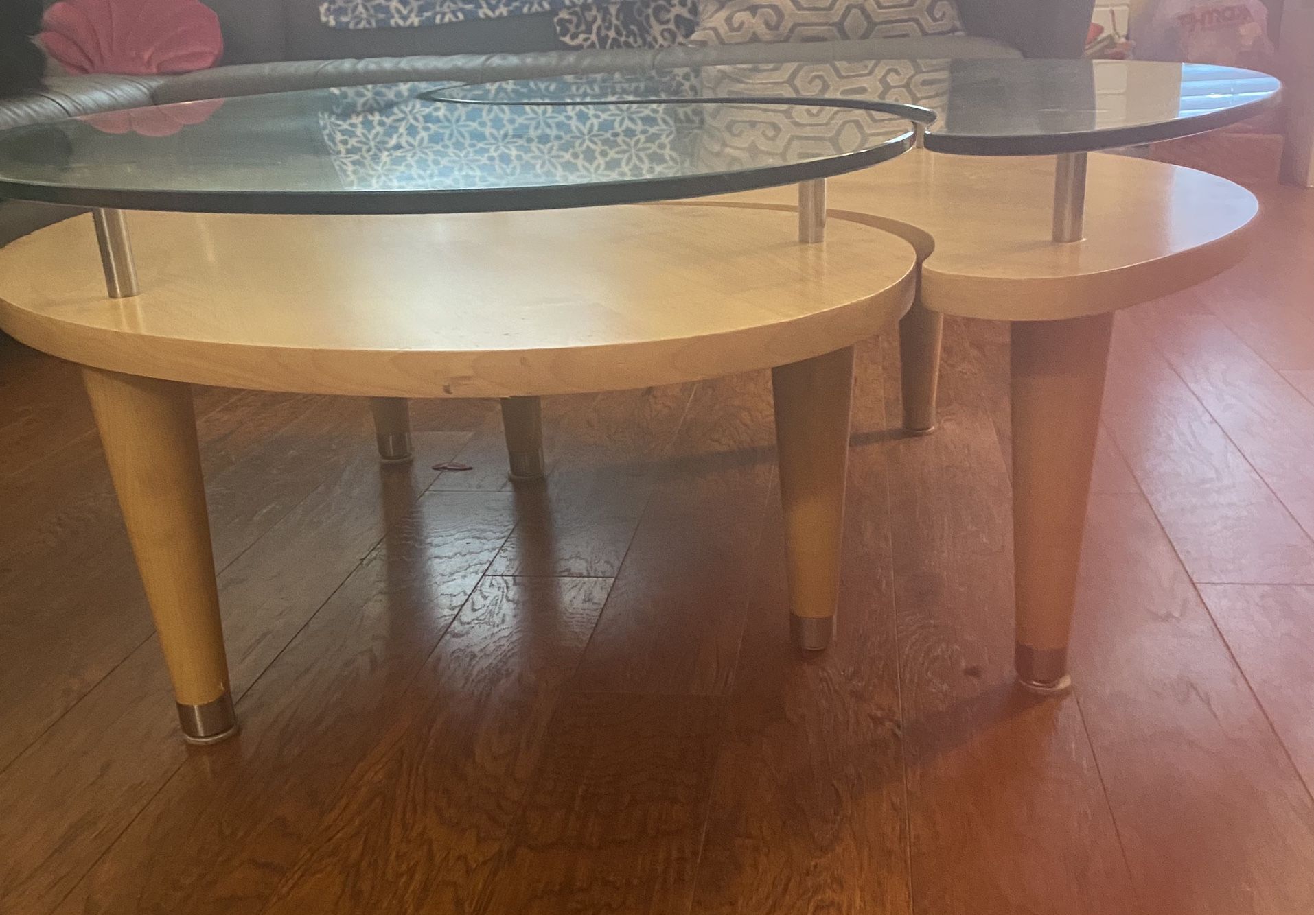 Wood Glass Yin Yang Coffee Table Set for Sale in Conroe TX OfferUp