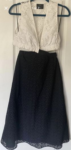 White top with Black skirt Eyelet Lace Thakoon Cotton Dress size Small
