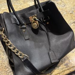 Michael Kors Large Saffiano Leather Hamilton Satchel Tote Handbag 