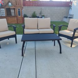 Dark Brown Outdoor Wicker  Furniture Sofa Chair Table