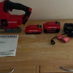 Craftsman V20 Jigsaw WITH 2.0 And 4.0 Ah Batteries; As Well As Compact Charger; With Manual