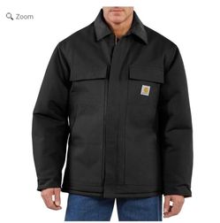 Carhartt Mens Loose Fit Firm Duck Insulated Traditional Coat Work Utility Outerwear, Black, Large Tall US