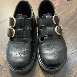 Dr. Martens Black Leather Double Buckle Shoes
