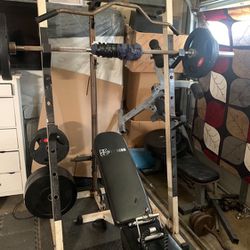 Squat Rack with Rubber weights 
