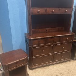 Wooden Dresser with Nightstand 