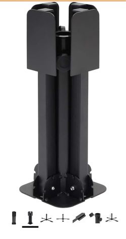 Steel Foldable Parasol Base for 1.5" 1.9" Pole Powder Coated Black, Cross Design,