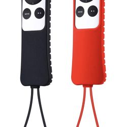 [2 Pack] ZYF Case for Apple TV 2 3 Remote, Anti-Drop, Anti-Lost Silicone Protective Cover for Apple TV 2nd Gen / 3rd Gen Remote Controller - Red & Bla