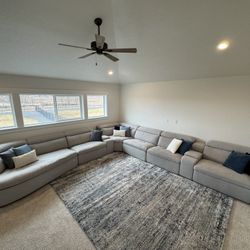 Extra Large Modern Gray Sectional With 4 Power Recliners