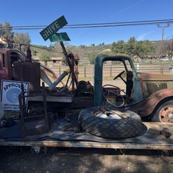 1936 Ford Tow truck And Gas Station Yard Art 