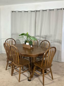 Country Style Dining Table & 6 Windsor Chairs