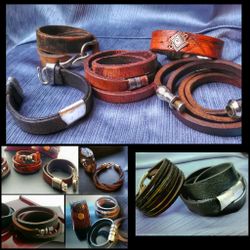 Handmade Leather Wristbands of various styles