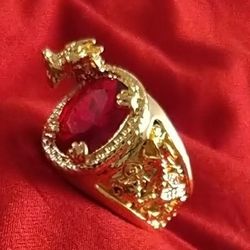 Orient Red Stone DRAGON Ring 
