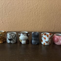 6 Pcs Flower Pot Ceramic Succulent Planter Pots With Drainage Animal Garden Set