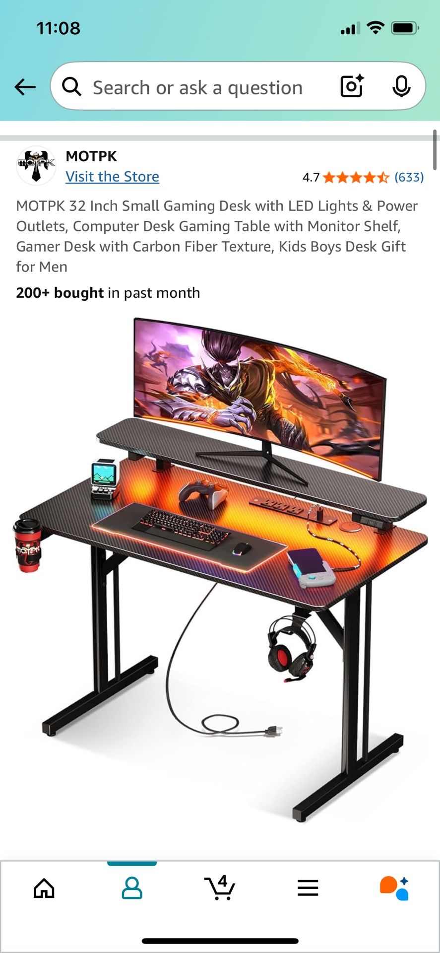 Fully Assembled Gaming Desk