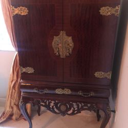 Antique French 1930’s lighted Mirrored Bar Cabinet 